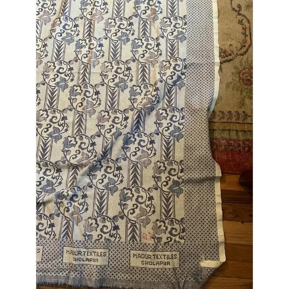 Madhur Textiles Sholapur Traditional Handwoven Fabric 50” X 86” Signed
